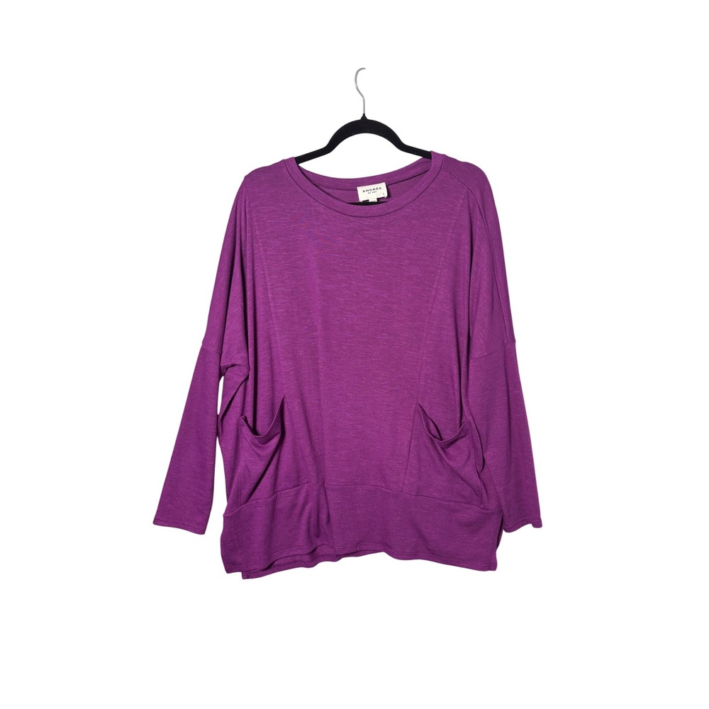 Andree by Unit Womens Tunic Small Purple Drop Shoulder Pockets MHS114 Boho Top